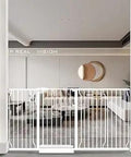 Extra Wide Baby Gate 37 Inch Tall Pressure Mounted Walk Through Swing Auto Close Safety Gate for Stairs and Doorways Black and White