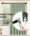 Adjustable Black Shower Curtain Rod 36 To 63 Inches Aluminum With 180 Degree Rotating Brackets, Dual Installation Adhesive Or Drill, Rustproof Smooth Gliding For Quick Secure Shower Setup installed over shower curtain