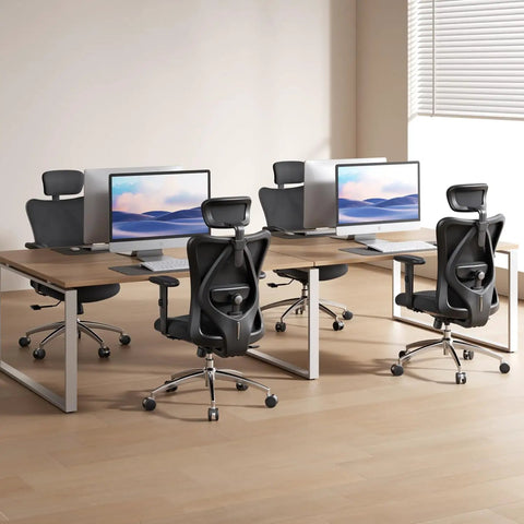 All Day Comfort Ergonomic High Back Mesh Desk Chair with Adjustable Headrest, Lumbar Support, 2D Armrests in home office setting