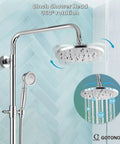 Eight Inch Rainfall Showerhead With Exposed Faucet Set 3 Function Shower System With Easy Install Tub Spout And Double Cross Handles Polished Chrome Finish Solid Brass Construction Rust Resistant Built To Last header view