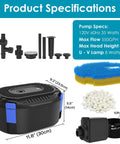 All In One Pond Fountain Kit With 550GPH Pump Three Spray Patterns Color LED And UV Light Easy Setup Outdoor Pond Filter System specifications