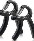 Grip Strength Trainer Kit With Adjustable Hand Gripper 22 To 132 Lbs, Carbon black hand gripper with resistance dial visible
