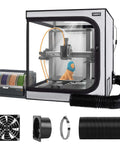 Durable 3D Printer Enclosure With Integrated Ventilation Kit, shown with accessories, keeping printer safe and dust-free, 580x650x650mm
