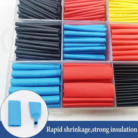 All In One 750 Piece Heat Shrink Tubing Kit With 12 Color Coded Sizes, Waterproof Adhesive Lined Tubes, various sizes and colors