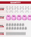 Plasma Cutter Consumables 40 Pcs Torch Tip Nozzles Set For AG60P AG60 WSD60 SG55 BTC500DP BTC650DP shown with wire guides, shield cups, nozzles, and electrodes.