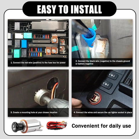 Boss Level Universal 12V Car Cigarette Lighter With Waterproof Heating Core And 24 Foot Extension Cord Plus Plug And Play Wiring Harness installation steps