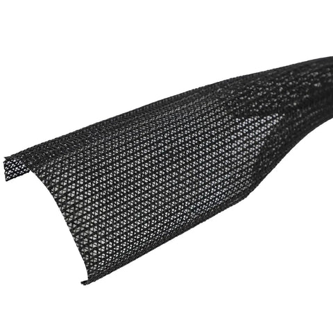 Close-up of black mesh 4 To 5 Inch E Bike Cable Management Sleeve Universal Fit For Off Road Electric Motos And Dirt Bikes Split Sleeve Design