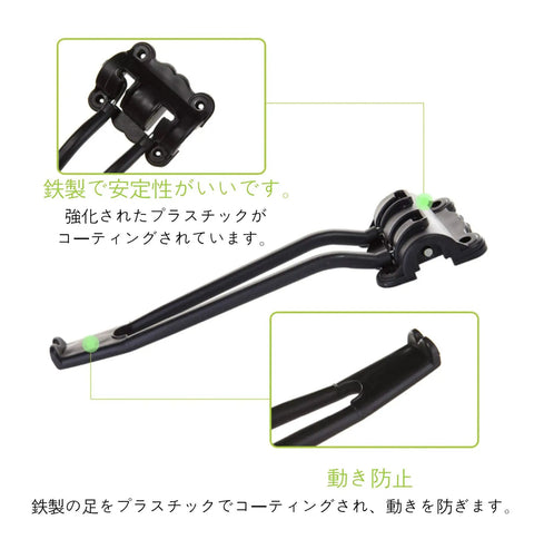Close-up of hinge detail on Set Of 4 Iron Hairpin Table Legs For Folding Tables And Desks with overlay text in Japanese.