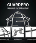GuardPro Six Pack Beater Proof Fire Sprinkler Head Guard Cage Heavy Duty Iron design with interwoven rods and secure mount.