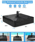 Patio Umbrella Base Cover For Square Stands Heavy Duty 600D Waterproof Anti UV Weatherproof Cover Only 30 Inch By 30 Inch By 5 Inch Black Fits Most Square Bases