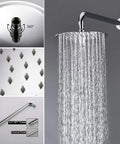 Components of Shower System With Rain Shower And Handheld, Chrome High Pressure Bathroom Faucet, Oxygen Waterfall Spray, Round Rain Shower Trim Kit, Easy Install Upgrade For Modern Bath