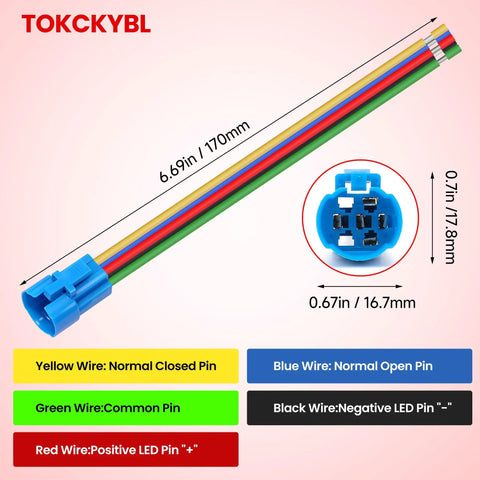 Beefy Rugged Heavy Duty 16mm Latching Push Button Switch 12V DC IP65 Waterproof With LED Angel Eye Head Wire Socket Plug
