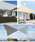 Upgrade 12x12 Sun Shade Sail Square Canopy for outdoor patio backyard, UV block, water resistant heavy duty 300D fabric, light grey.