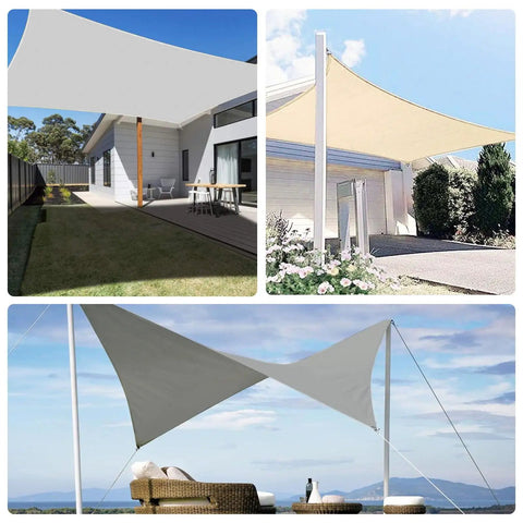 Upgrade 12x12 Sun Shade Sail Square Canopy for outdoor patio backyard, UV block, water resistant heavy duty 300D fabric, light grey.