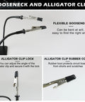 Helping Hands Soldering Station Kit With Four Flexible Arms And Gooseneck showing alligator clips and rubber protection