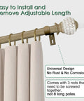 Heavy Duty Adjustable Curtain Rod Kit 16 To 144 Inch 1 Inch Diameter With Wood Grain Leaf Pattern Finials Nine Piece Interlocking