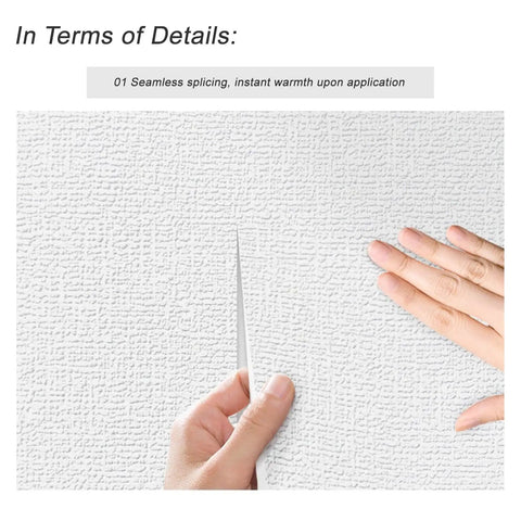 Close-up of hands applying Rock Solid Soundproof Peel And Stick Wall Panels With Linen Textured XPE Foam for seamless splicing.