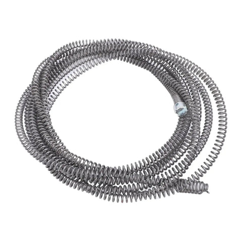 Pro Grade 16mm Steel Drain Snake Auger Cable, flexible steel coil for tackling tough kitchen sink and bathroom clogs.