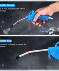 Close-up of High Flow Air Blower Gun With Rubber Tip 8 Pc Nozzle Set showing ergonomic handle design and rubber tip for safe use.