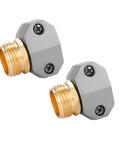Heavy Duty Garden Hose Repair Fittings Aluminum Male Coupling Menders With Zinc Clamps And Rubber Washers, Quick Connect Hose End Repair For Three Quarter Inch And Five Eighths Inch Hoses, 2 Pack