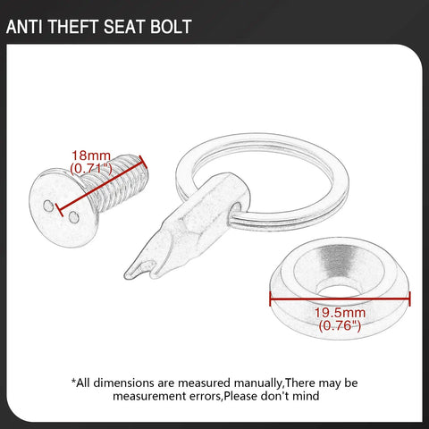 Seat Bolt Screw With Anti Theft Ring 1/4-20 Thread Corrosion Resistant Aluminum Stainless Steel for Harley, shown disassembled