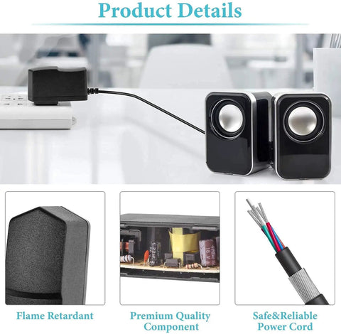 Straight Up Heavy Duty 5 Feet AC Power Adapter For Skil And Bosch Electric Screwdriver Class Two charging cord connected to speakers.