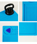 Anti Static Mat Kit For Electronics And Computer Repair With Esd Wrist Strap Grounding Wire And Grounding Plug 15.7in By 11in Heat Resistant Soldering Pad Kaisiking Pro Grade Esd Accessories For Safer Component Handling And Flawless Rework showing close-up details of blue silicone mat design and screw holder.