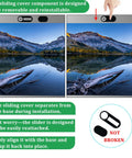 Super Slick 12 Pack Webcam Privacy Slides Shield showing installation and reattachment of thin slide covers for secure camera safety.