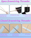 Instructions showing how to use 4 Pack Metal Drawstring Threaders For Easy Quick Insertion In Sweatpants, Hoodies, And Swim Trunks