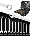 Heavy Duty 126 Piece Socket Wrench Set with open and box-end wrenches, 1/4, 3/8, 1/2 inch drives, 72-tooth quick release ratchet