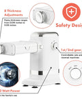 GVODE Electric Pasta Maker Machine, 3 In 1 Pasta Roller And Cutter Set, White with 8 thickness adjustments.