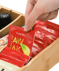 Two Pack K Cup Drawer Organizer Tray Made From Natural Bamboo With Adjustable Dividers To Separate Coffee Pods Tea Bags