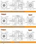 Heavy Duty Workhorse Planetary Gearbox Helical Gear Reducer For 86 Stepper Motors with input/output dimensions and speed ratios.
