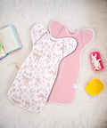 Arms Up Newborn Swaddle Sleep Bag 0-3 Months, breathable pink bunny swaddles, removable cuffs, 2-way zipper, 2-pack