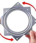 6-inch square metal Lazy Susan turntable with mounting holes; silver rotating tray