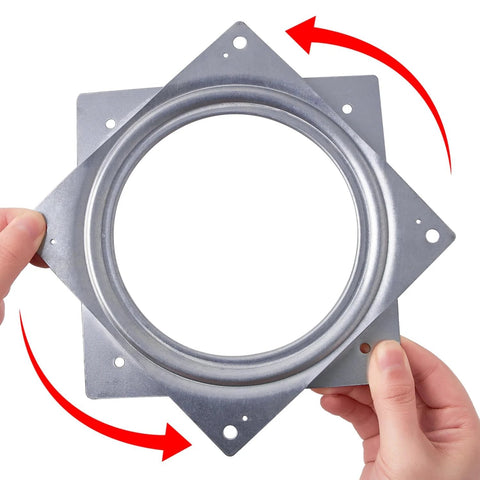6-inch square metal Lazy Susan turntable with mounting holes; silver rotating tray
