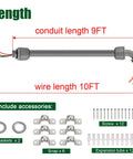 10Ft Liquid Tight Conduit Kit With One Half Inch Pre-Wired Electrical Whip Three 10AWG THHN Copper Wires With Bare Ends Accessories Visible