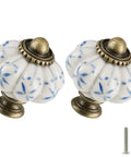 Smooth Operation Vintage Ivory And Blue Ceramic Cabinet Knobs Bang For Buck 12 Pack Drawer Pulls With Quick Install Screws close up of two ceramic knobs