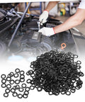 500 Piece Wave Washers Kit: Heavy-Duty Steel Spring Washers, Crinkle Crimped Sealing, Compression Type To Prevent Loosening, Vibration And Shock Resistant Gasket Washers For Machinery, Bolts, Fasteners, Gearheads And DIY Projects. Black steel wave washers for car engine repair