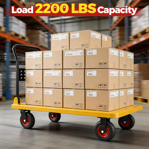 8 Inch Heavy Duty Solid Rubber All Terrain Caster Wheels Set Of 4 With 2200 Lb Capacity Industrial Plate Casters on a loaded cart