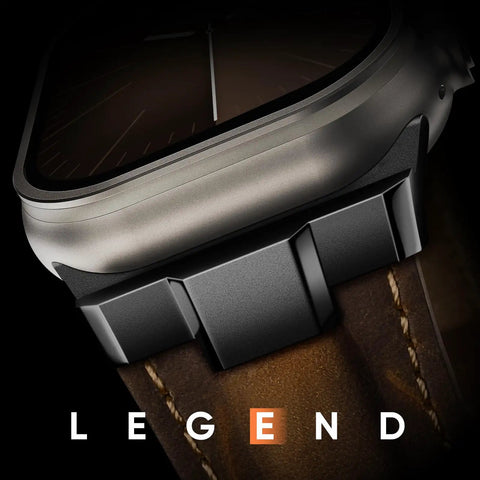 Genuine Top Grain Leather Replacement Strap For Apple Watch Ultra And Series Models Featuring Slick Quick Release Buckle and Walnut Finish