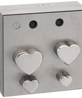 Disc Cutter With Four Heart Punches Set For Crafting And Metalwork, 11-24 mm Hearts, case-hardened base shown with heart punches