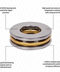 8x16x5mm Thrust Ball Bearing Set For Tiny Gizmos And Micro Machines Flat 3 Part High Axial Load Chrome Steel Bearings close-up