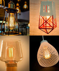 6 Pack Edison Light Bulbs With Squirrel Cage Filament, 60W, 2200K Amber Warm in vintage decorative fixtures