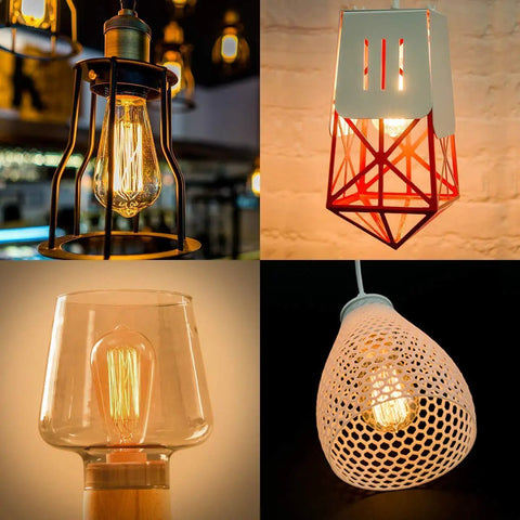 6 Pack Edison Light Bulbs With Squirrel Cage Filament, 60W, 2200K Amber Warm in vintage decorative fixtures