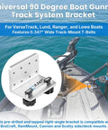 2 Pack 90 Degree Boat Gunnel Track Mount Brackets for Rod Holders, Downriggers, Fish Finders and Marine Accessories, Aluminum Mounting Bases for Anglers, Easy DIY Boat Rig Up and Extra Mounting Spots. 0.347" T-bolts on boat deck