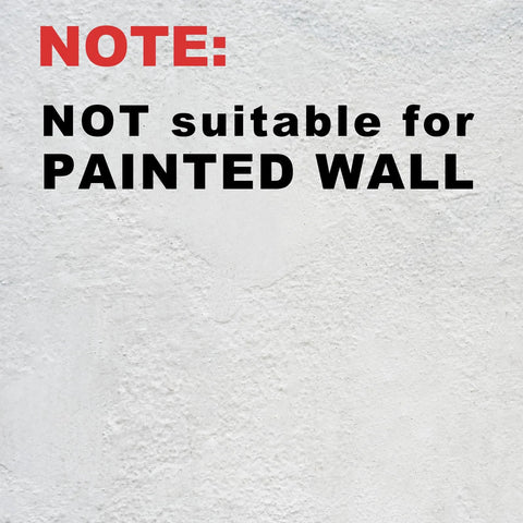 Text warning 'NOTE: NOT suitable for PAINTED WALL' for Heavy Duty Adhesive Wall Towel Hooks Waterproof No Drill Mount For Kitchen Bathroom Closet Black 4 Pack Ideal For Towels Coats Clothes Robes And Accessories.