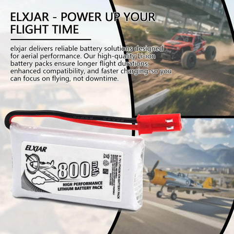 10-Pack 3.7V 800mAh Lithium Battery With Beefed-Up 5-In-1 Charger shown with drone and vehicle images