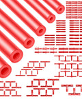 Dope Red Silicone Vacuum Hose Kit With Color Matched Connectors, 6 Size Tubing Set, 128 Pieces, 5 Feet Total Length