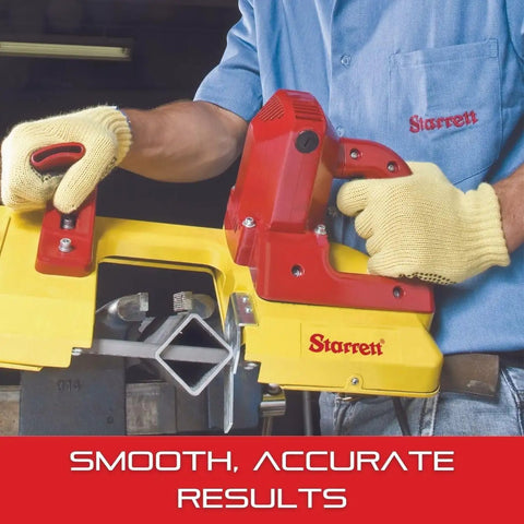 Man using Beefy Bi Metal Portaband Saw Blade For Metalworking Shops And DIY Projects, Heavy Duty Performance For Fast, Clean Cuts